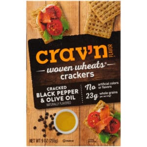 Cracked Black Pepper & Olive Oil Woven Wheats Crackers