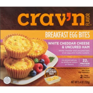 Crav'n Flavor 2 Packs White Cheddar Cheese & Uncured Ham Breakfast Egg Bites 2 ea