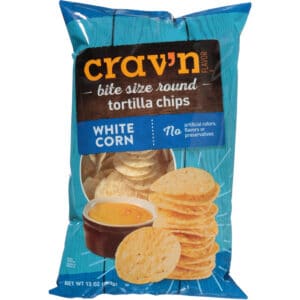 Crav'n Flavor Bite Size Round White Corn Tortilla Chips 13 oz