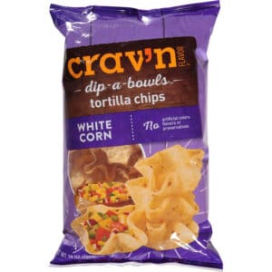 Crav'n Flavor Dip-A-Bowls White Corn Tortilla Chips 10 oz