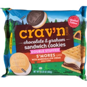 Crav'n Flavor Double Stuffed Chocolate & Graham Sandwich Cookies 15.25 oz