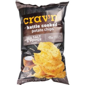 Crav'n Flavor Kettle Cooked Sea Salt & Pepper Flavored Potato Chips 8 oz