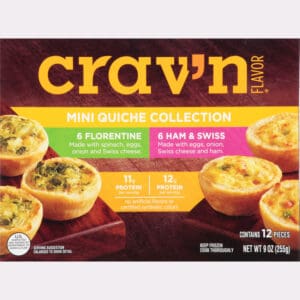 Crav'n Flavor Mini Florentine/Ham & Swiss Quiche Collection 12 Quiche 12 ea