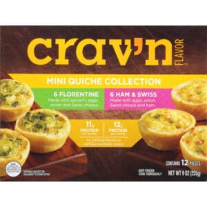 Crav'n Flavor Mini Florentine/Ham & Swiss Quiche Collection 12 ea
