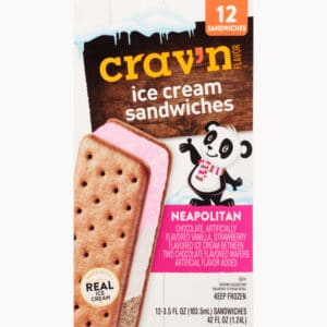 Crav'n Flavor Neapolitan Ice Cream Sandwiches 12 ea