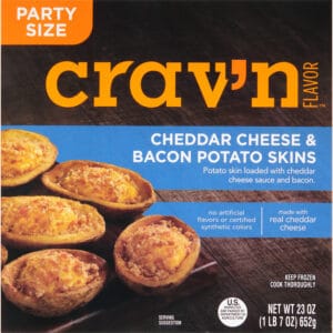 Crav'n Flavor Party Size Cheddar Cheese & Bacon Potato Skins 23 oz