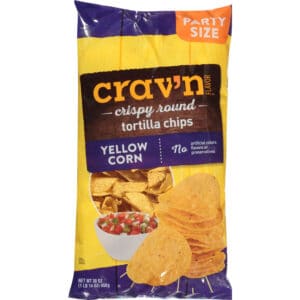 Crav'n Flavor Party Size Crispy Round Yellow Corn Tortilla Chips 30 oz