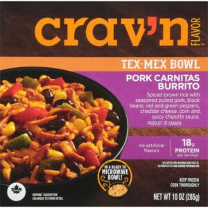 Crav'n Flavor Pork Carnitas Burrito Tex-Mex Bowl 10 oz