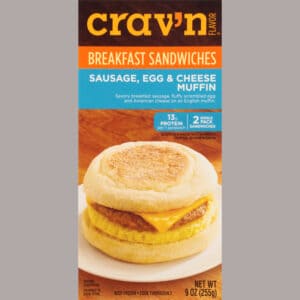 Crav'n Flavor Sausage  Egg & Cheese Muffin Breakfast Sandwiches 2 ea