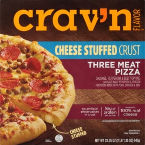 Three Meat Sausage Pepperoni & Beef Topping Cheese Stuffed Crust Pizza