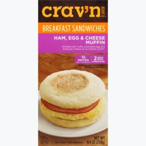 Crav'n Flavor Ham  Egg & Cheese Muffin Breakfast Sandwiches Single Pack 2 ea