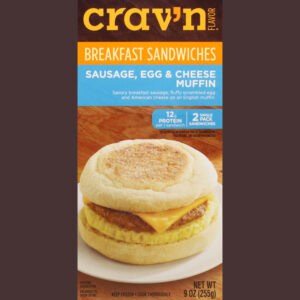 Crav'n Flavor Sausage  Egg & Cheese Muffin Breakfast Sandwiches Single Pack 2 ea