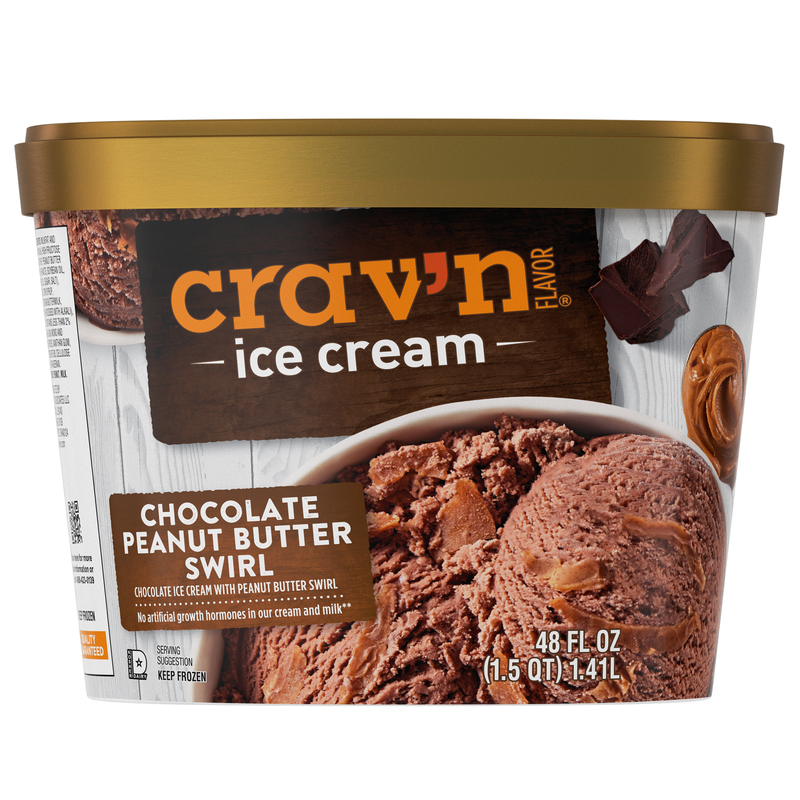Crav'n Flavor Chocolate Peanut Butter Swirl Ice Cream 48 Fl Oz