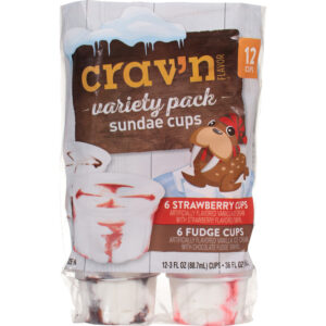 Crav'n Flavor Strawberry/Fudge Sundae Cups Variety Pack 12 - 3 fl oz Cups