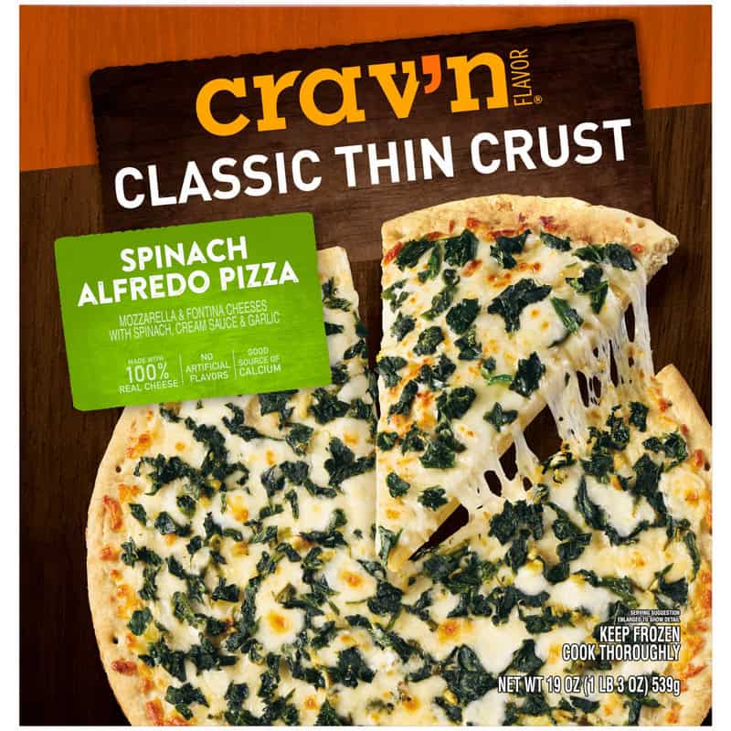 Crav'n Flavor Classic Thin Crust Spinach Alfredo Pizza 19 oz