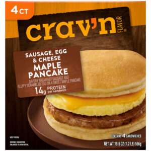 Crav'n Flavor Maple Pancake Sausage  Egg & Cheese Sandwiches 4 Sandwiches
