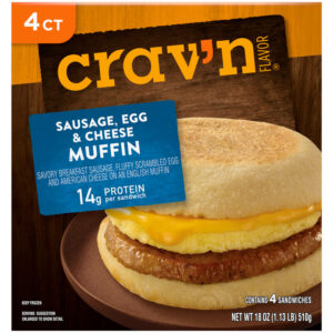 Crav'n Flavor Muffin Sausage  Egg & Cheese Sandwiches 4 Each