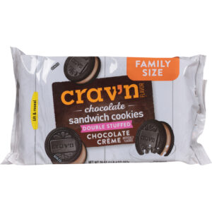 Crav'n Flavor Double Stuffed Chocolate Creme Sandwich Cookies Family Size 20 oz