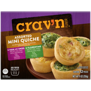 Crav'n Flavor Ham and Swiss/Florentine Mini Quiche Collection 12 Each
