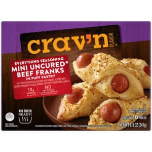 Crav'n Flavor Uncured Everything Seasoning Mini Beef Franks in Puff Pastry 10 Each