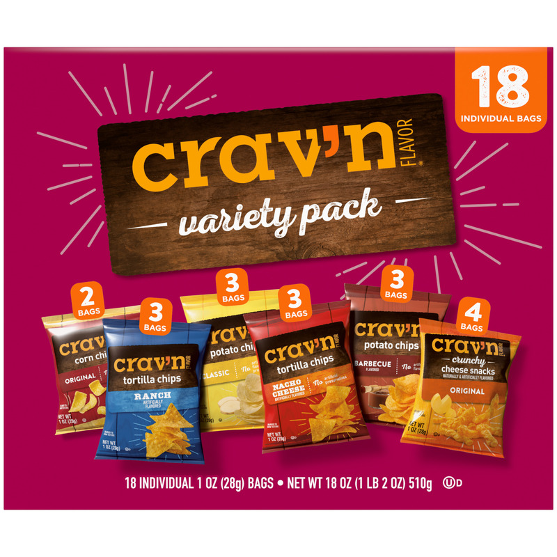 Crav’n Flavor Assorted Snacks Variety Pack 18 – 1 oz Bags