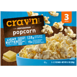 Crav'n Flavor Light Butter Microwave Popcorn 3 - 2.7 oz Bags
