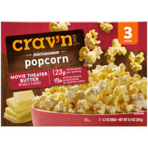 Crav'n Flavor Movie Theater Butter Microwave Popcorn 3 - 3.3 oz Bags