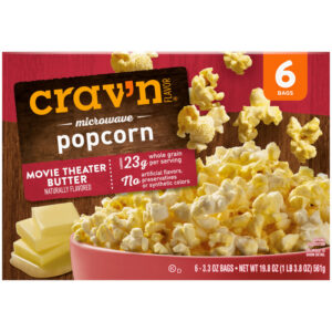 Crav'n Flavor Movie Theater Butter Microwave Popcorn 6 - 3.3 oz Bags