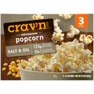 Crav'n Flavor Salt & Oil Microwave Popcorn 3 - 3.3 oz Bags