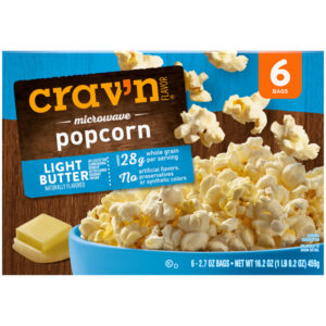 Crav'n Flavor Light Butter Microwave Popcorn 6 - 2.7 oz Bags