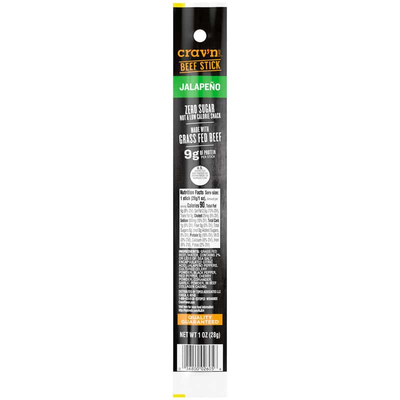 Crav’n Flavor Zero Sugar Jalapeno Beef Stick 1 oz